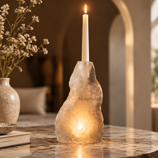 Morethers Raw Crystal Geode Dual-Light Taper Candle Holder