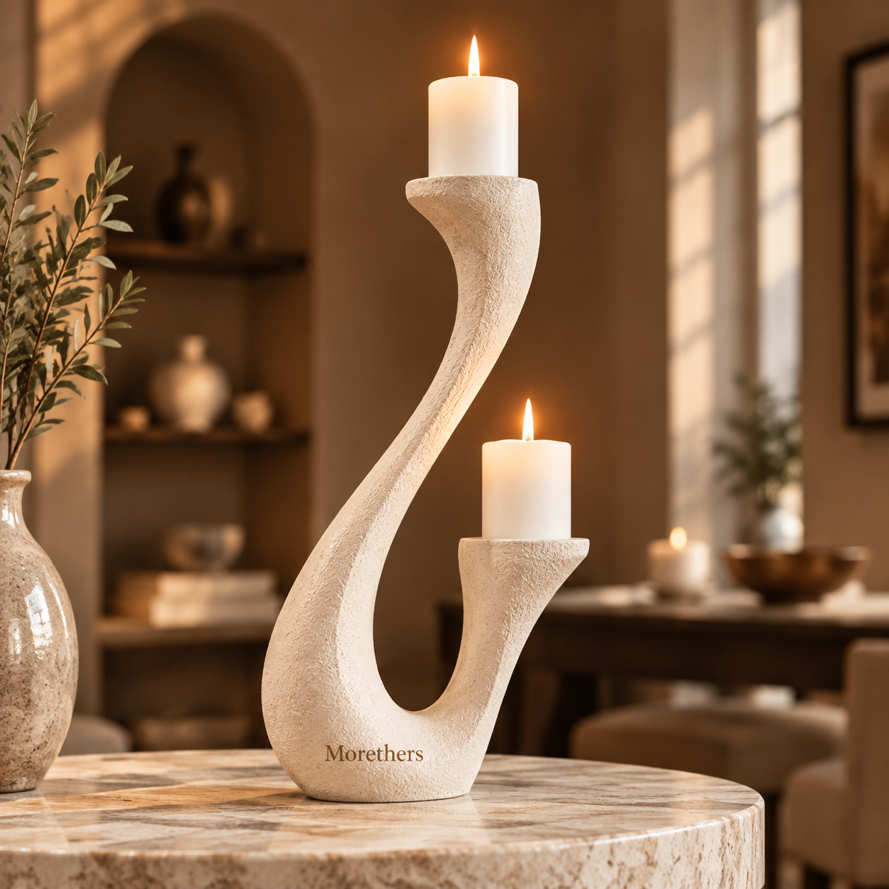 Morethers Curved S-Shape Dual Tier Candle Holder