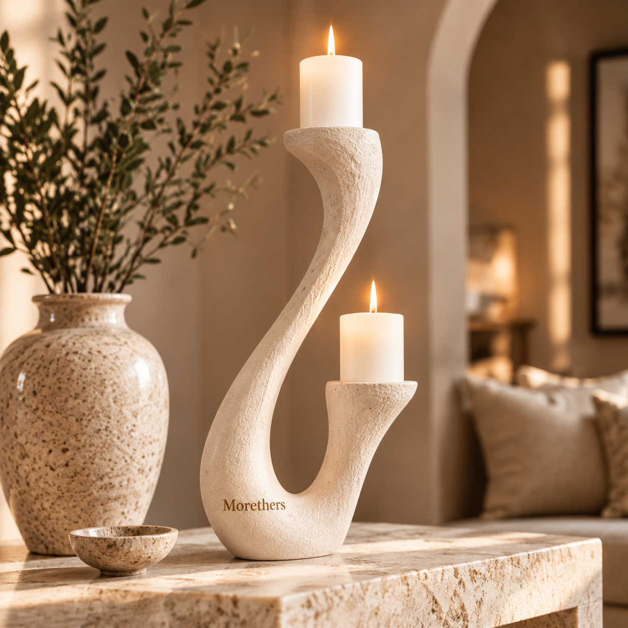 Morethers Curved S-Shape Dual Tier Candle Holder