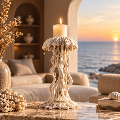 Morethers Jellyfish Coral Sculpture Pillar Candle Holder