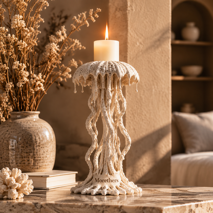 Morethers Jellyfish Coral Sculpture Pillar Candle Holder