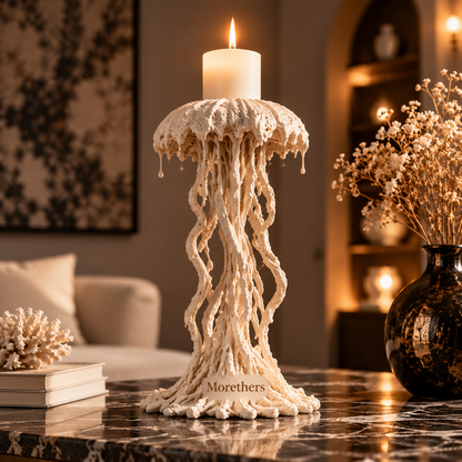 Morethers Jellyfish Coral Sculpture Pillar Candle Holder
